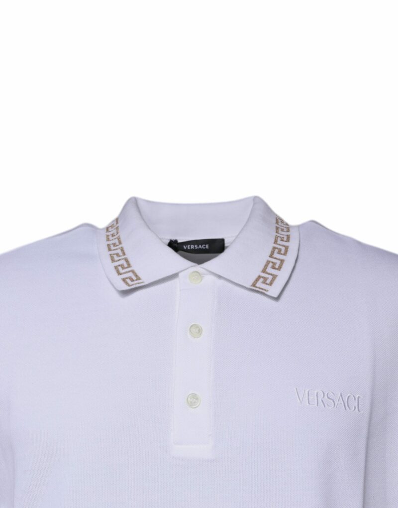 Versace White Viscose Collared Men Polo Short Sleeves T-shirt - Image 3
