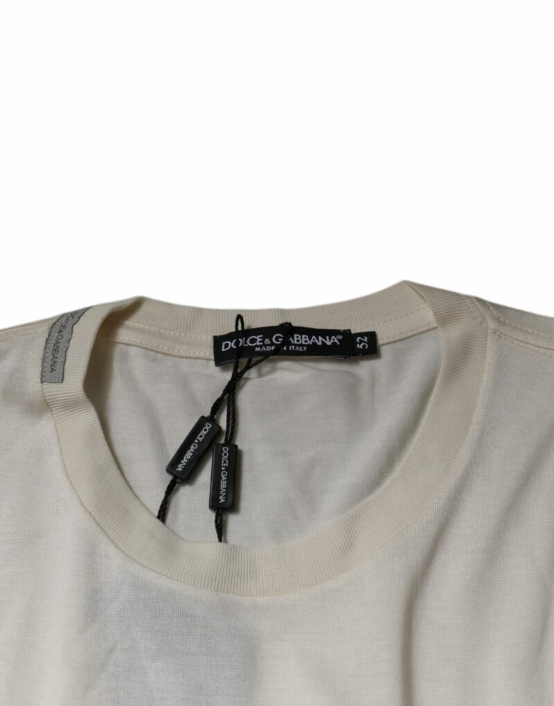 Dolce & Gabbana Off White Crew Neck Short Sleeve T-shirt - Image 6