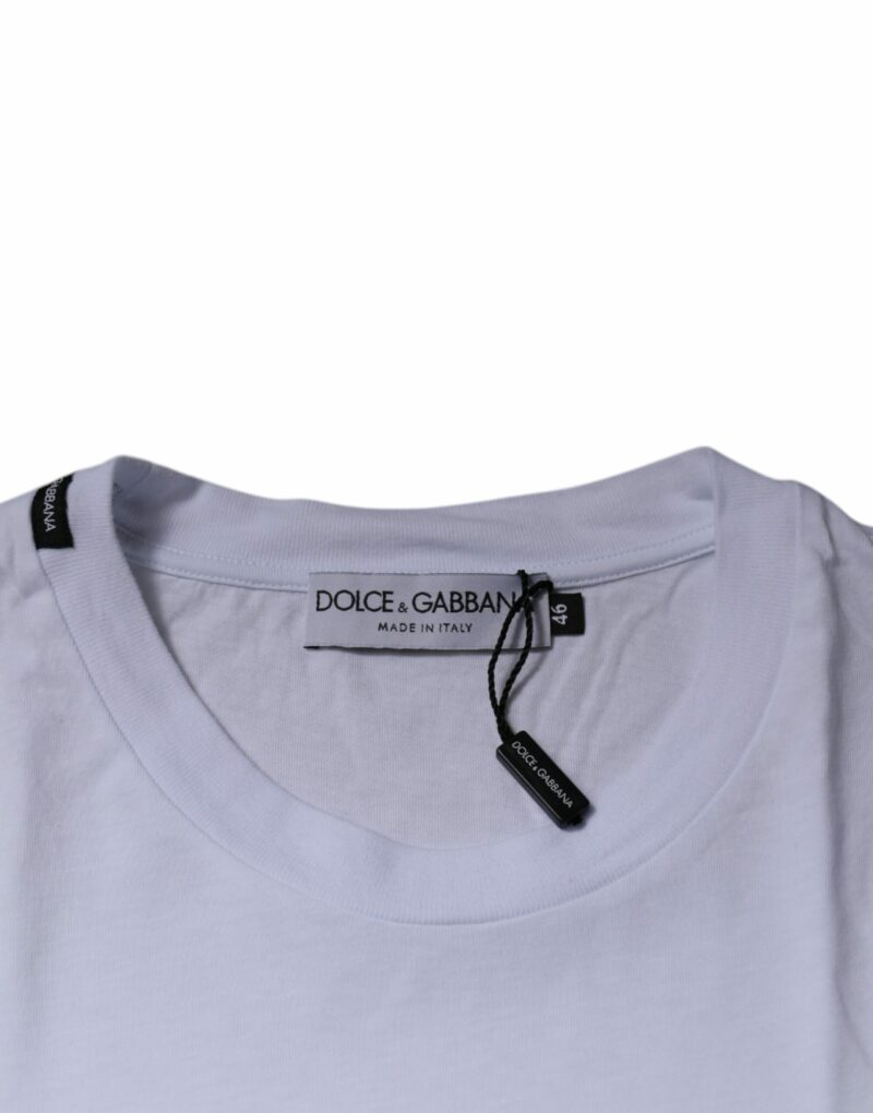 Dolce & Gabbana White Logo Print Cotton Crew Neck T-shirt - Image 6