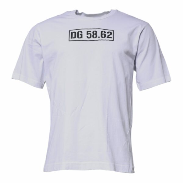 Dolce & Gabbana White DG Logo Cotton Crew Neck T-shirt