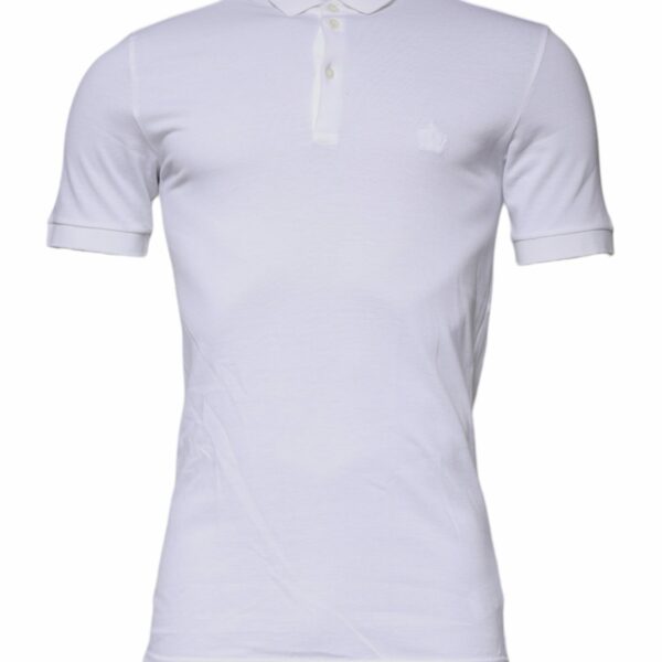 Dolce & Gabbana White Cotton Crown Collared Polo T-shirt