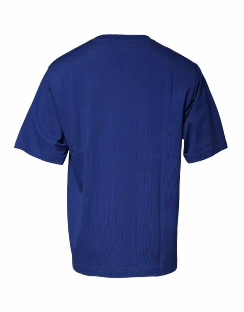 Dolce & Gabbana Blue Logo Print Cotton Men Crew Neck T-shirt - Image 5