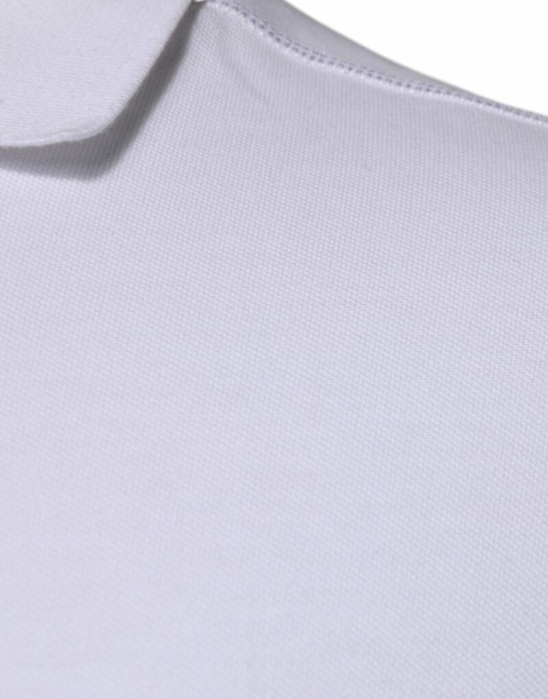 Dolce & Gabbana White Cotton Logo Plaque Collared Polo T-shirt - Image 4
