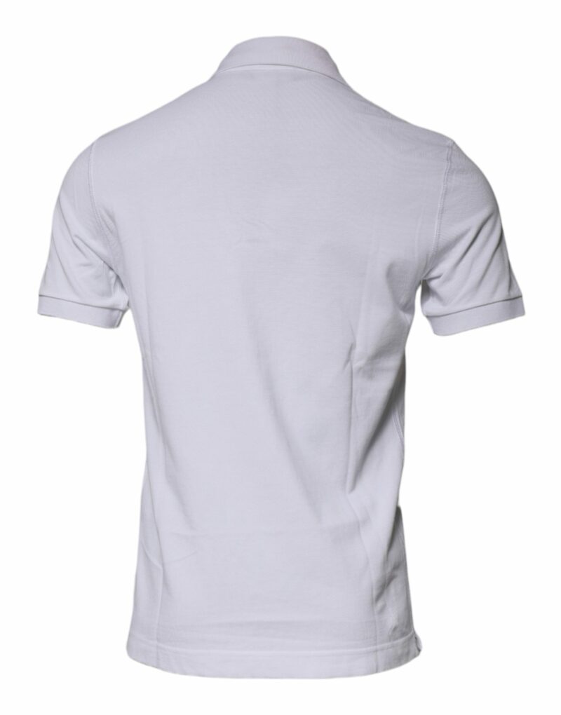 Dolce & Gabbana White Cotton Logo Plaque Collared Polo T-shirt - Image 5
