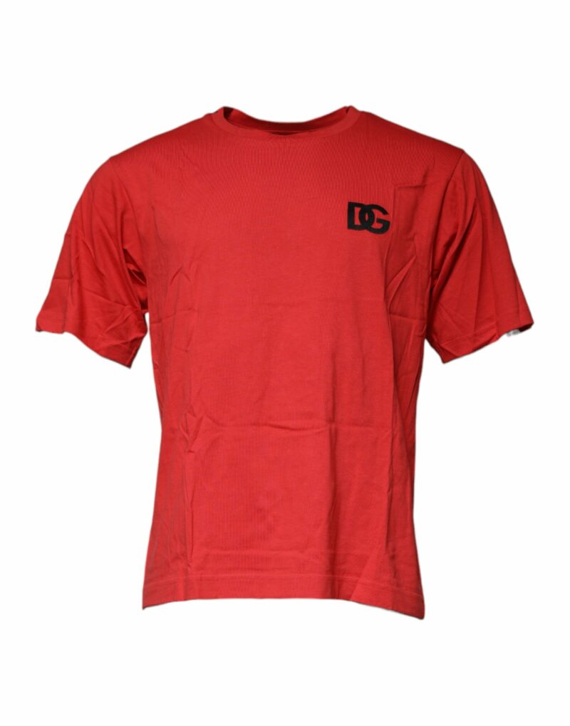 Dolce & Gabbana Red DG Logo Cotton Crew Neck T-shirt - Image 2