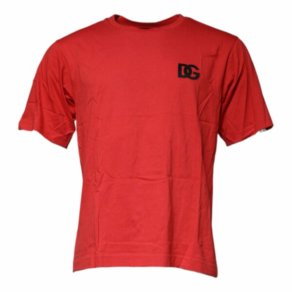 Dolce & Gabbana Red DG Logo Cotton Crew Neck T-shirt