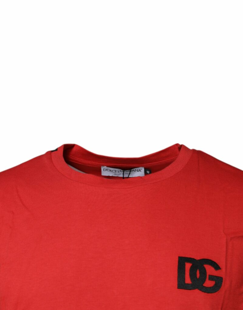 Dolce & Gabbana Red DG Logo Cotton Crew Neck T-shirt - Image 3