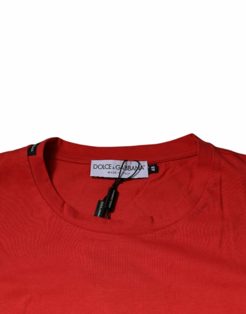 Dolce & Gabbana Red DG Logo Cotton Crew Neck T-shirt - Image 6