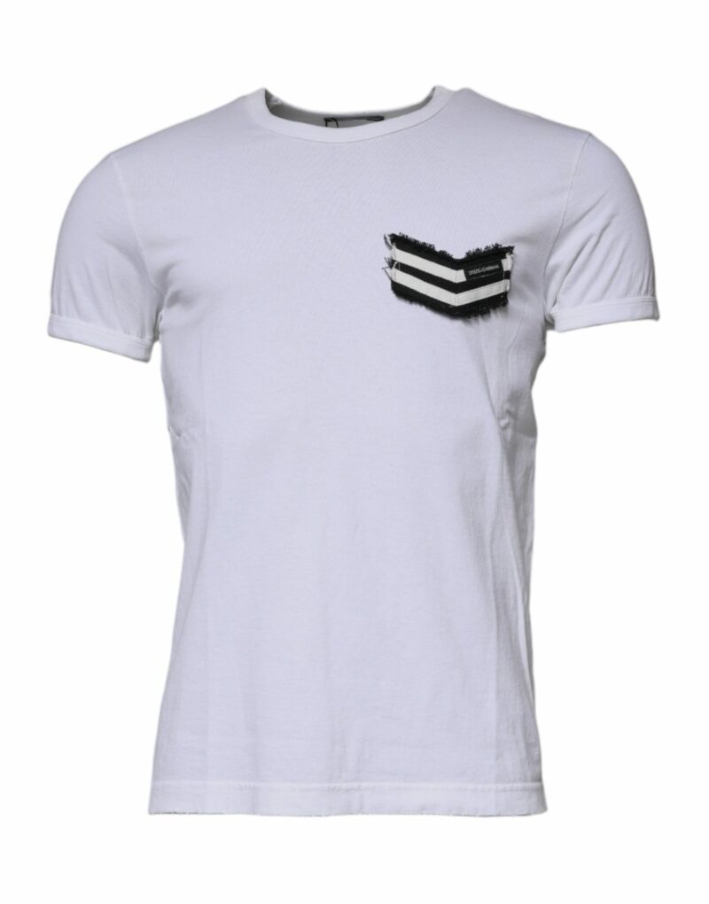 Dolce & Gabbana White Stripes Crew Neck Short Sleeves T-shirt - Image 2