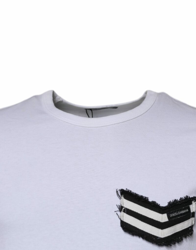 Dolce & Gabbana White Stripes Crew Neck Short Sleeves T-shirt - Image 3