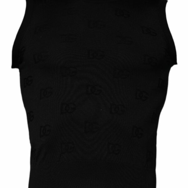 Dolce & Gabbana Black Silk Round Neck Sleeveless T-shirt