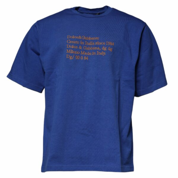 Dolce & Gabbana Blue Graphic Print Cotton Crew Neck T-shirt