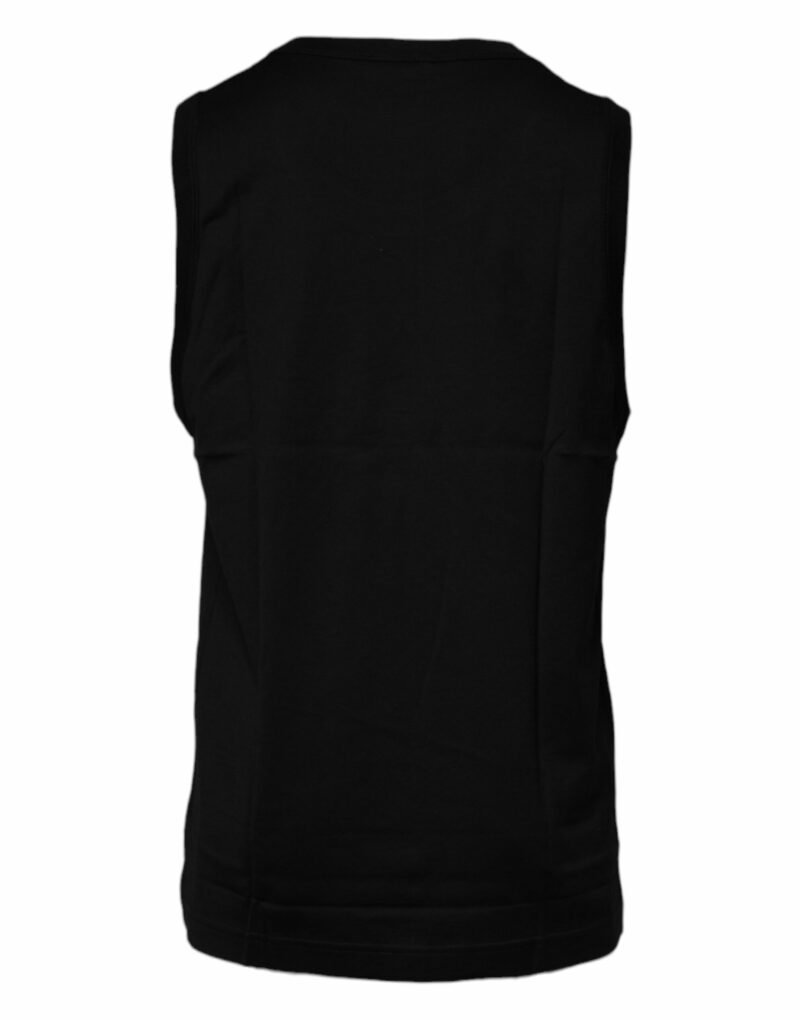 Dolce & Gabbana Black Cotton Round Neck Sleeveless T-shirt - Image 4