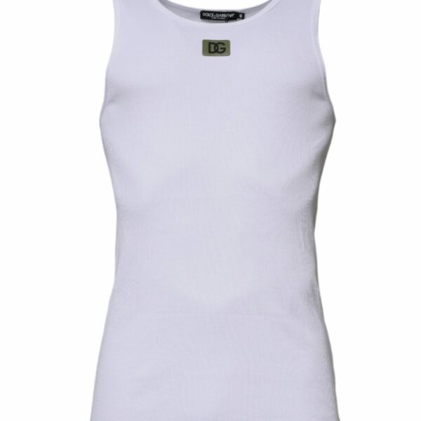 Dolce & Gabbana White Cotton Round Neck Sleeveless T-shirt