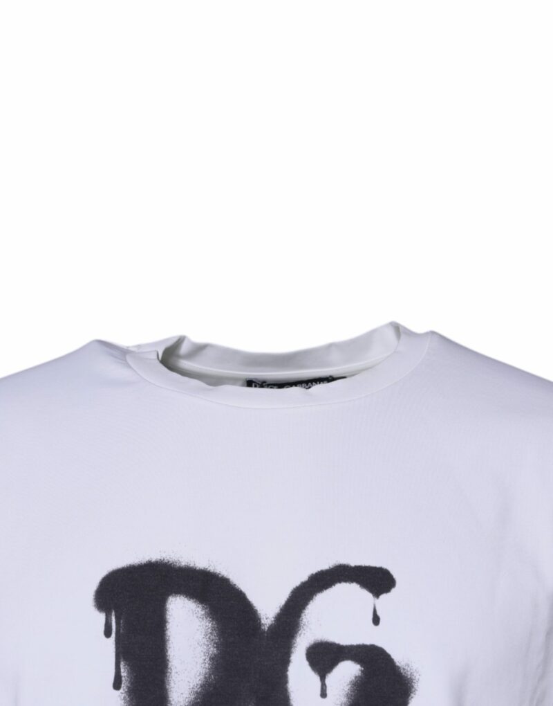 Dolce & Gabbana White DG Logo Cotton Crew Neck T-shirt - Image 3
