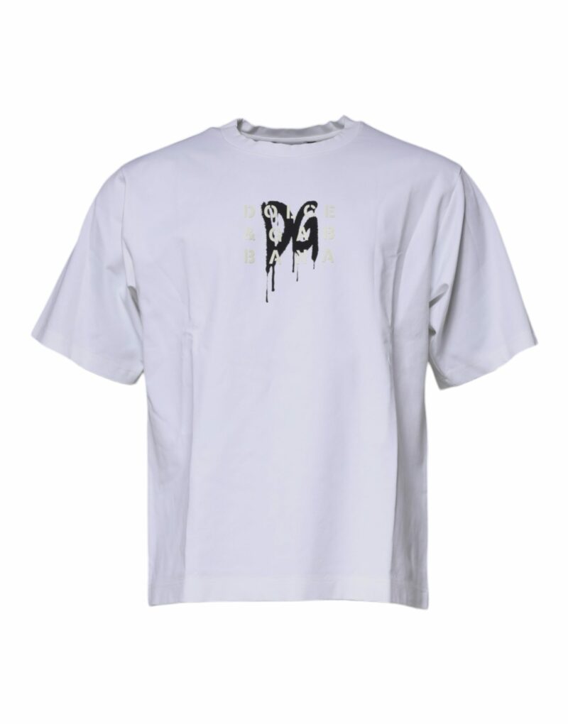 Dolce & Gabbana White DG Logo Cotton Crew Neck T-shirt - Image 2
