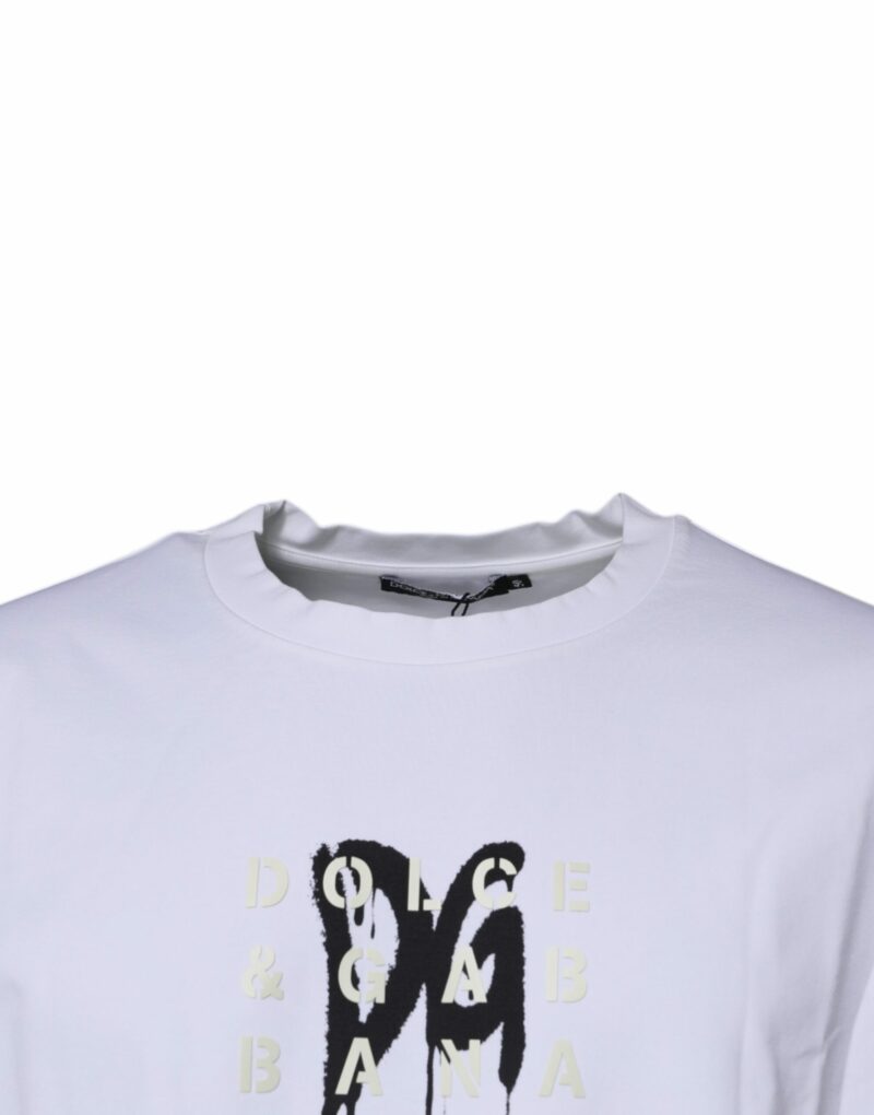 Dolce & Gabbana White DG Logo Cotton Crew Neck T-shirt - Image 3