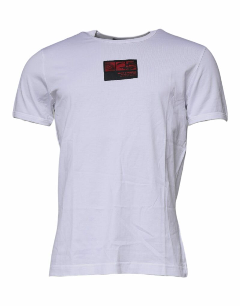 Dolce & Gabbana White Graphic Print Cotton Crew Neck T-shirt