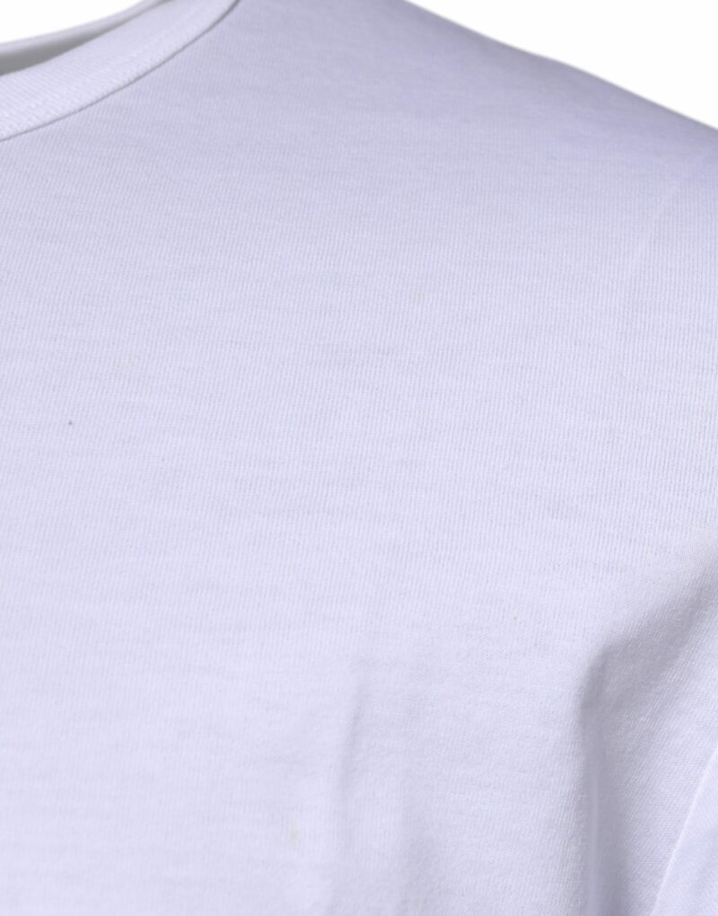 Dolce & Gabbana White Graphic Print Cotton Crew Neck T-shirt - Image 4