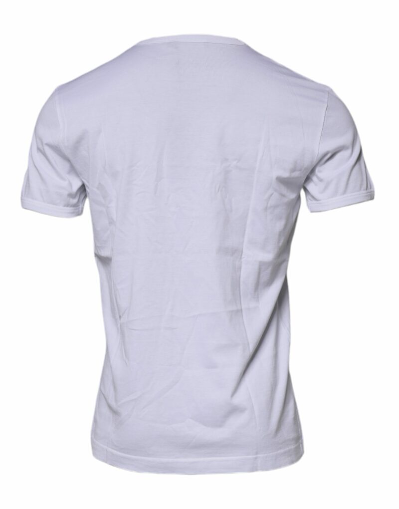 Dolce & Gabbana White Graphic Print Cotton Crew Neck T-shirt - Image 5