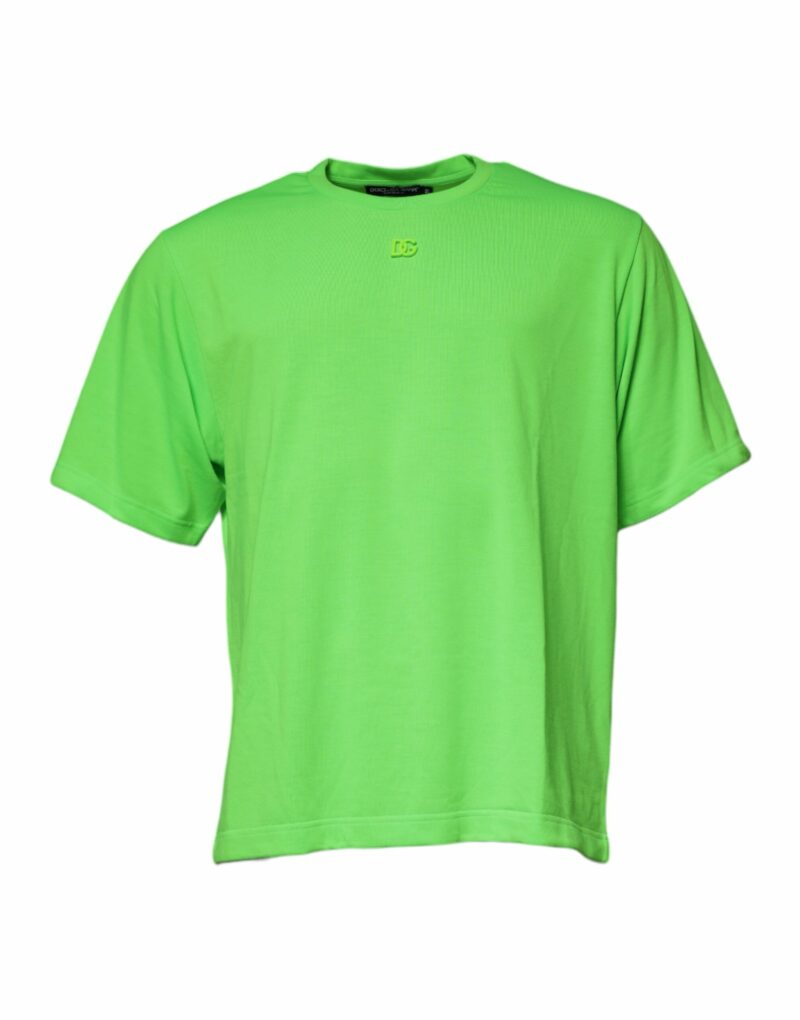 Dolce & Gabbana Green DG Logo Cotton Crew Neck T-shirt - Image 2