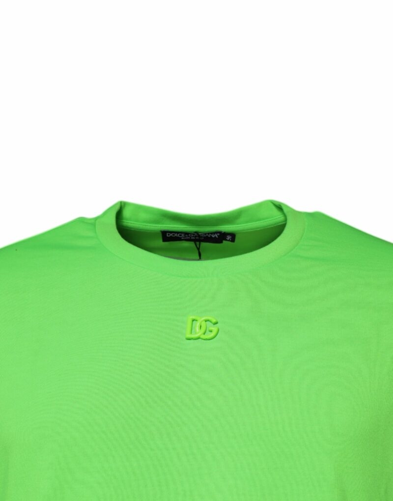 Dolce & Gabbana Green DG Logo Cotton Crew Neck T-shirt - Image 3