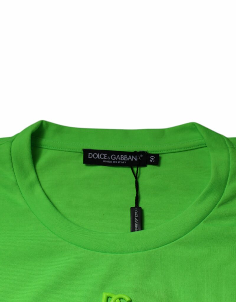 Dolce & Gabbana Green DG Logo Cotton Crew Neck T-shirt - Image 6