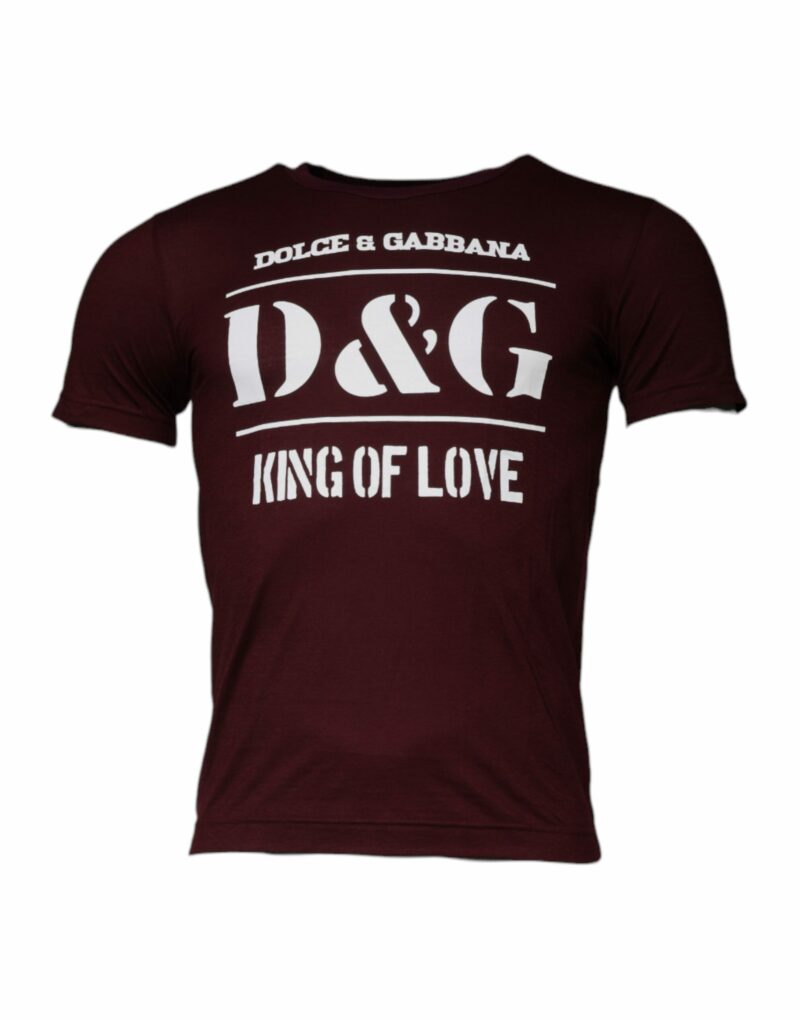 Dolce & Gabbana Dark Red D&G King Of Love Crew Neck T-shirt - Image 2