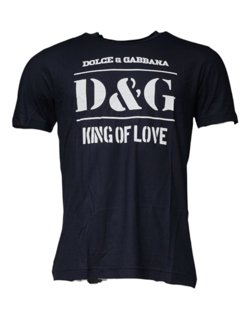 Dolce & Gabbana Blue D&G King Of Love Cotton Crew Neck T-shirt - Image 2