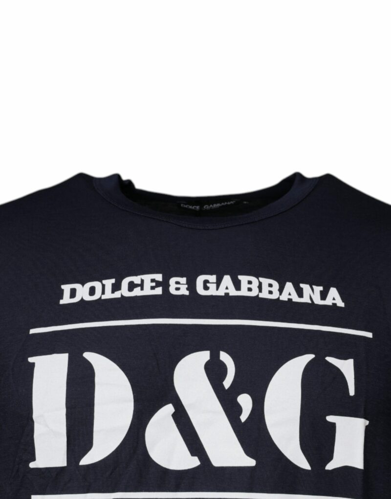 Dolce & Gabbana Blue D&G King Of Love Cotton Crew Neck T-shirt - Image 3