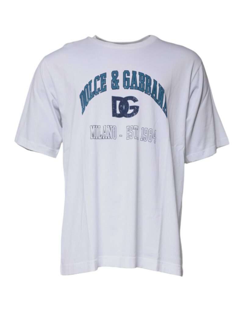 Dolce & Gabbana White DG Milano Cotton Crew Neck T-shirt - Image 2