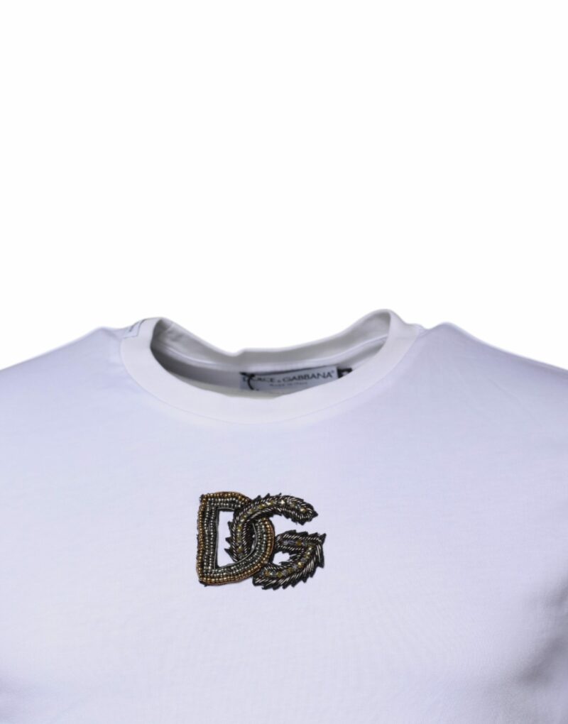Dolce & Gabbana White DG Logo Cotton Crew Neck T-shirt - Image 3