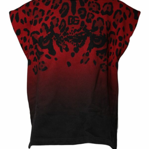 Dolce & Gabbana Red Leopard Print Cotton Sleeveless T-shirt