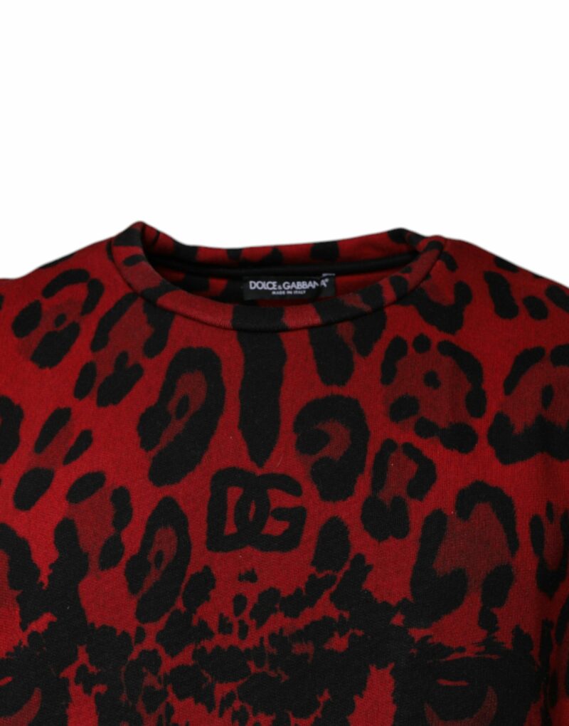 Dolce & Gabbana Red Leopard Print Cotton Sleeveless T-shirt - Image 3