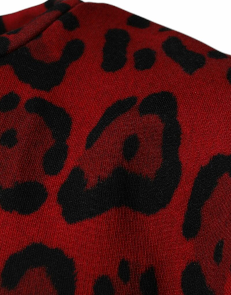Dolce & Gabbana Red Leopard Print Cotton Sleeveless T-shirt - Image 4
