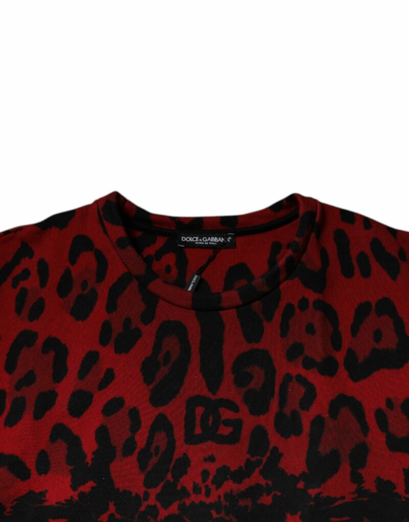 Dolce & Gabbana Red Leopard Print Cotton Sleeveless T-shirt - Image 5