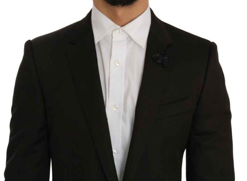 Dolce & Gabbana Elegant Brown Jacquard Martini Suit - Image 2
