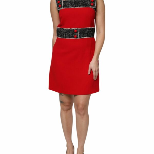 Dolce & Gabbana Red Wool Sleeveless A-line Flared Mini Dress