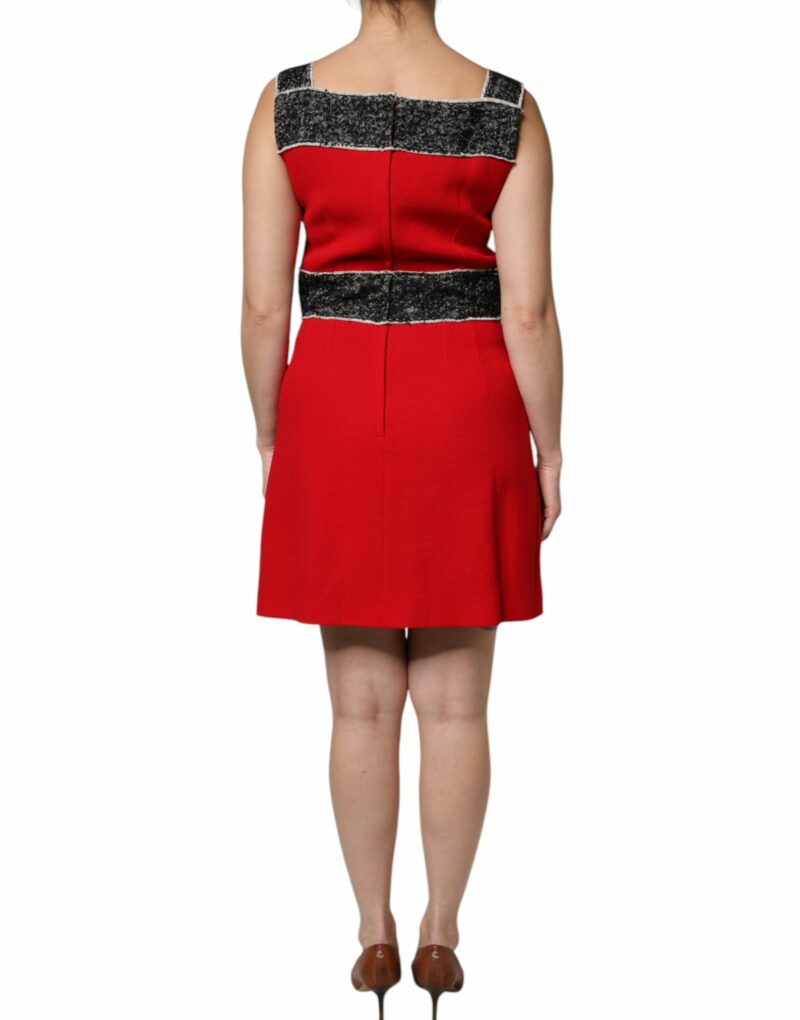 Dolce & Gabbana Red Wool Sleeveless A-line Flared Mini Dress - Image 4