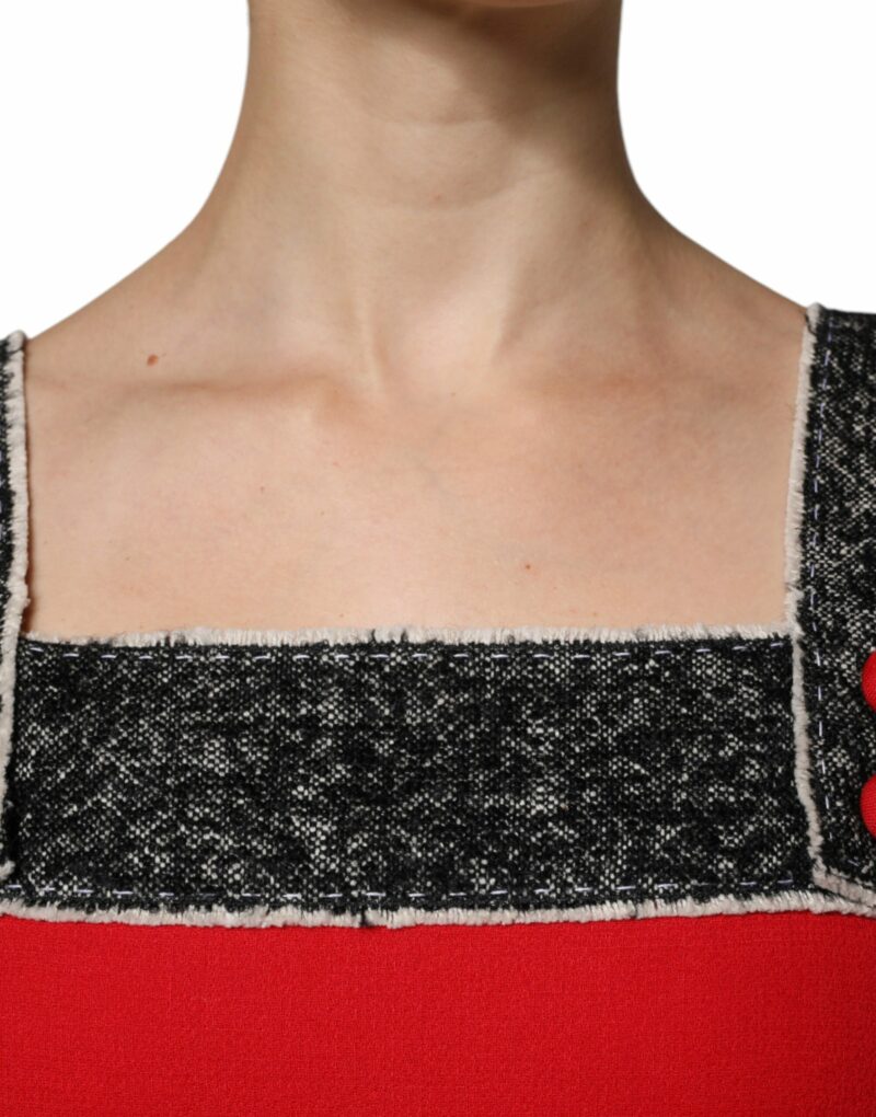 Dolce & Gabbana Red Wool Sleeveless A-line Flared Mini Dress - Image 5