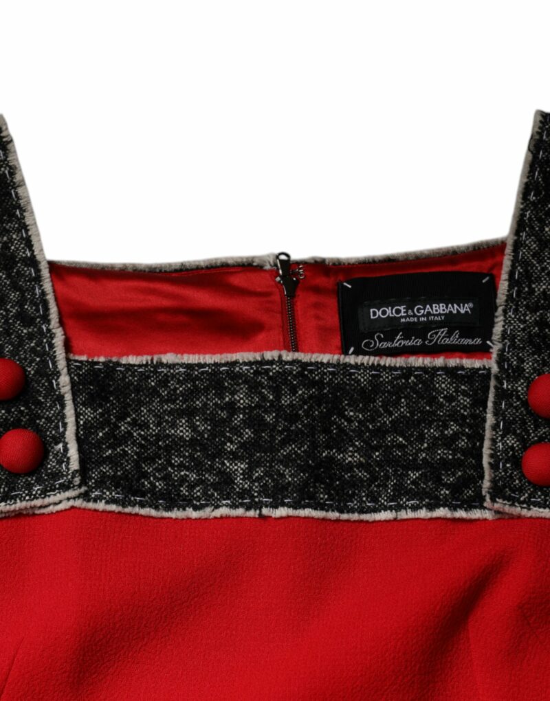 Dolce & Gabbana Red Wool Sleeveless A-line Flared Mini Dress - Image 7
