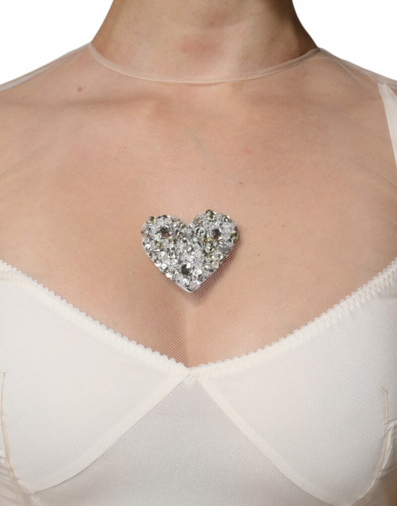 Dolce & Gabbana White Sheer Tulle Bustier Bodycon Midi Dress - Image 5