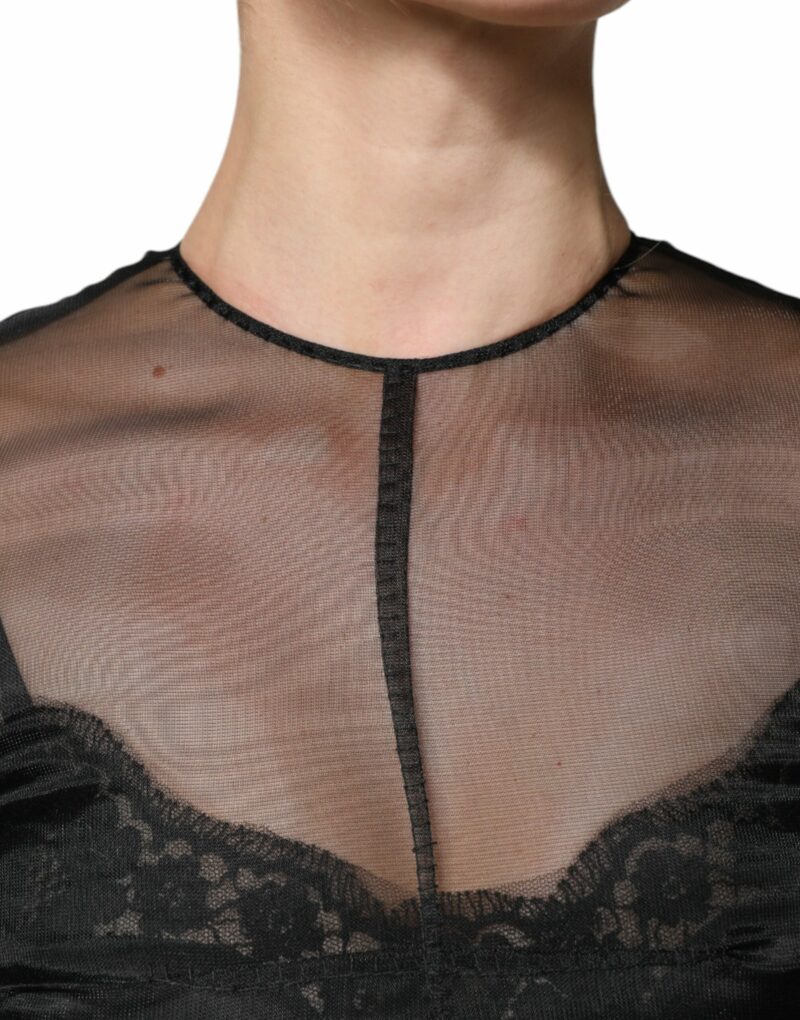 Dolce & Gabbana Black Tulle A-line Midi Cocktail Gown Dress - Image 5