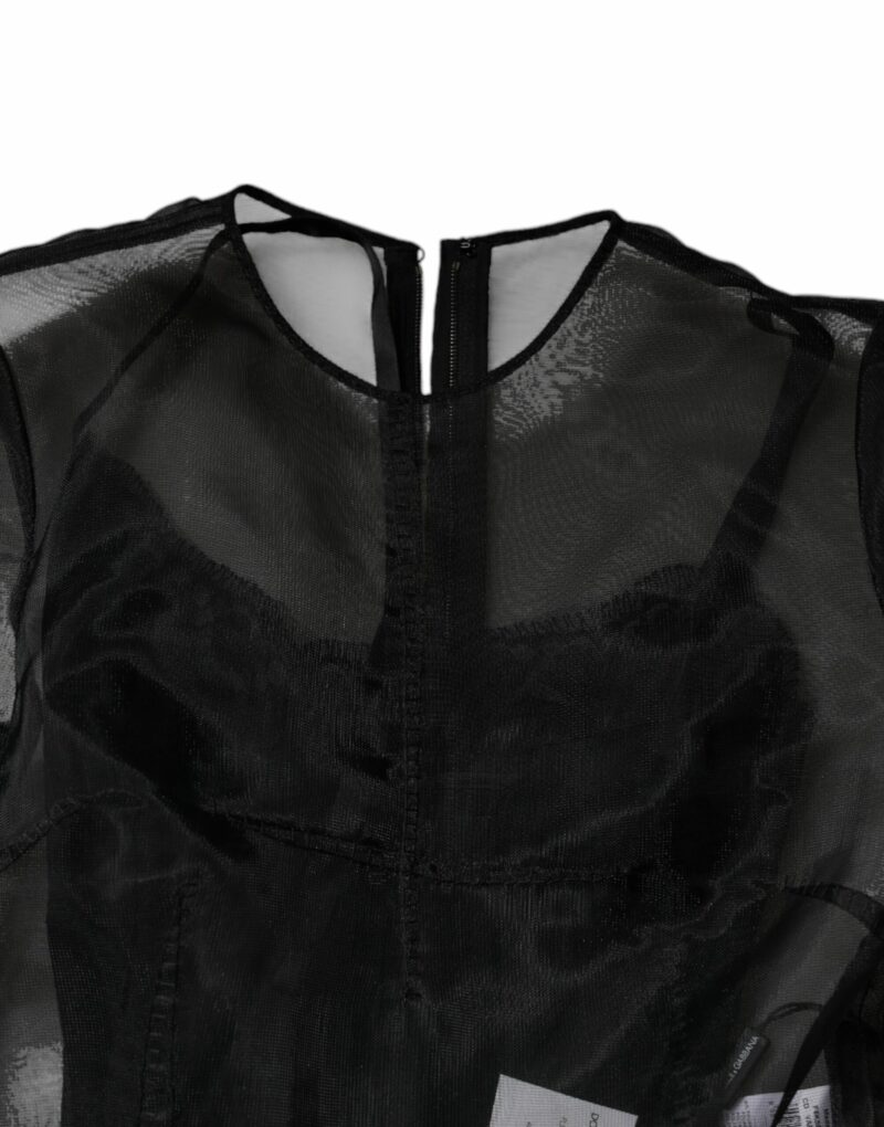 Dolce & Gabbana Black Tulle A-line Midi Cocktail Gown Dress - Image 6