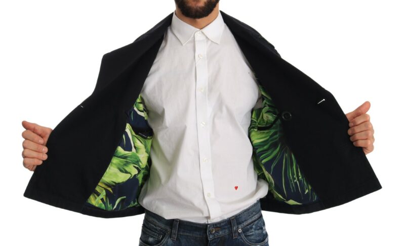 Dolce & Gabbana Elegant Dark Blue Trench Coat Jacket - Image 4