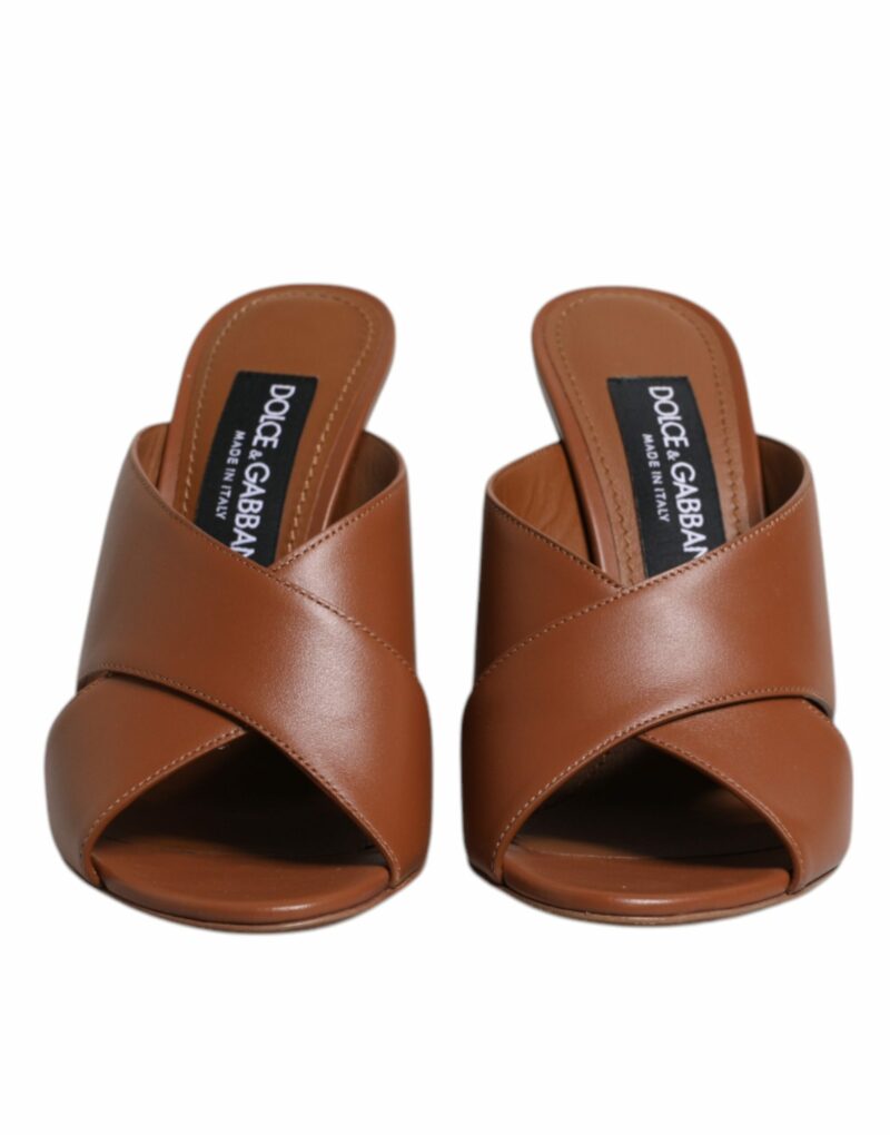Dolce & Gabbana Maroon Logo KEIRA Leather Slides Sandals Shoes - Image 2