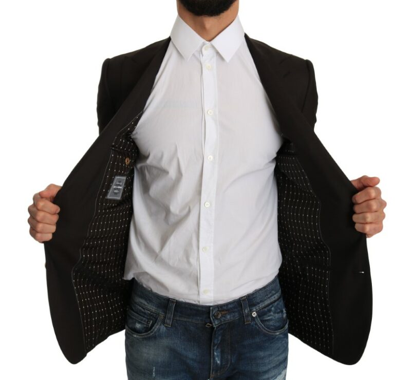 Dolce & Gabbana Sleek Slim Brown Virgin Wool Blazer Jacket - Image 4