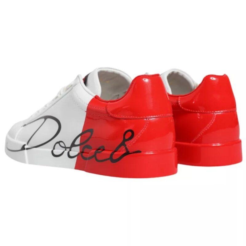 Dolce & Gabbana White Red Portofino Low Top Sneakers Shoes - Image 2
