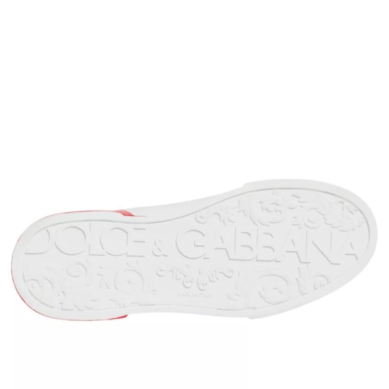 Dolce & Gabbana White Red Portofino Low Top Sneakers Shoes - Image 4