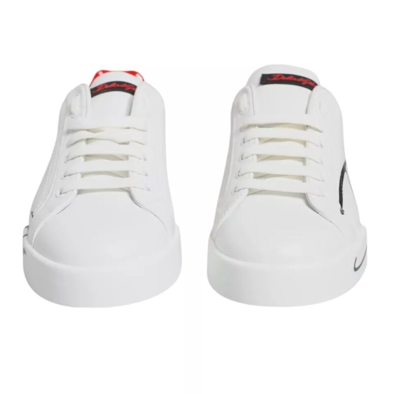 Dolce & Gabbana White Red Portofino Low Top Sneakers Shoes - Image 7
